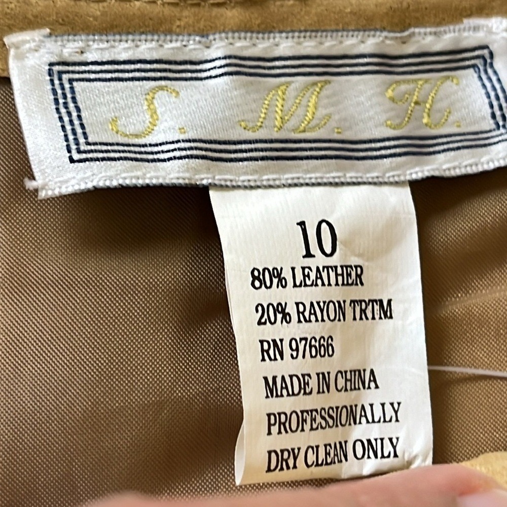 S.M.H. Vintage Dead Stock Tan Suede Crochet Patchwork Pants Boho Coachella sz 10 - Picture 12 of 12